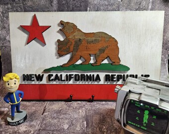 Fallout NCR Sign New California Republic | Fallout Flag Wall Art | NCR Bear Decor | Fallout New Vegas Gift | Handmade Wood Sign