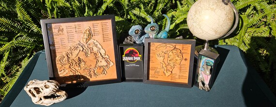 Jurassic Park - Isla Nublar - Wood Relief Carving - Shadow Box - Etsy