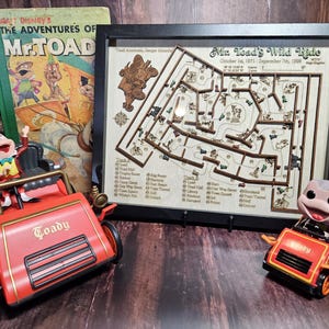 Mr. Toad's Wildride Map - Magic Kingdom - Walt Disney World - Holzrelief schnitzen - Schaukasten
