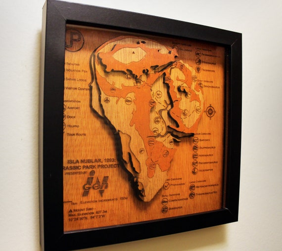 Jurassic Park - Isla Nublar - Wood Relief Carving - Shadow Box - Etsy