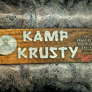 Kamp Krusty Welcome Sign - The Simpsons - Wood Carving - Wall Decor