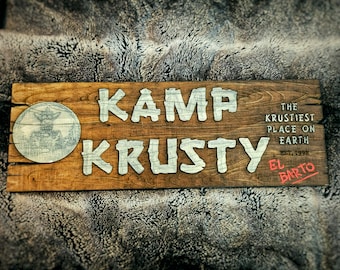 Kamp Krusty Welcome Sign - The Simpsons - Wood Carving - Wall Decor
