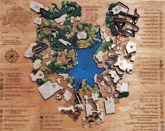 Islands of Adventure - Wood Relief Carving - Theme Park  - Shadow Box
