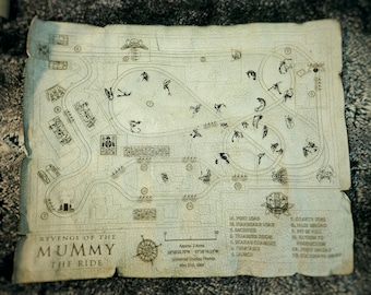Revenge of the Mummy Ride Leather Map - Universal Studios Florida
