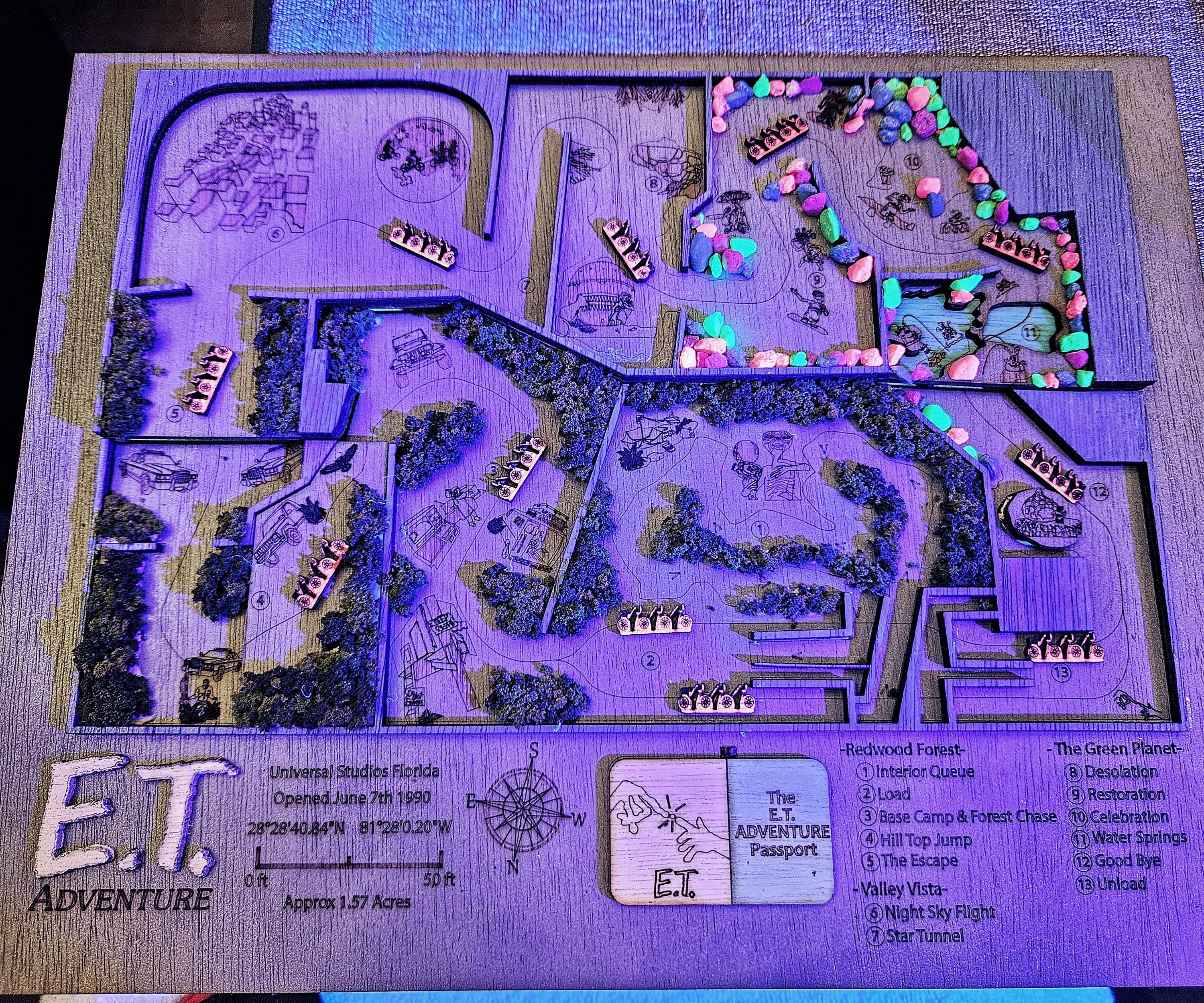 Et Ride Layout E.T. Adventure Ride Map - Universal Studios Florida - Wood Relief ...