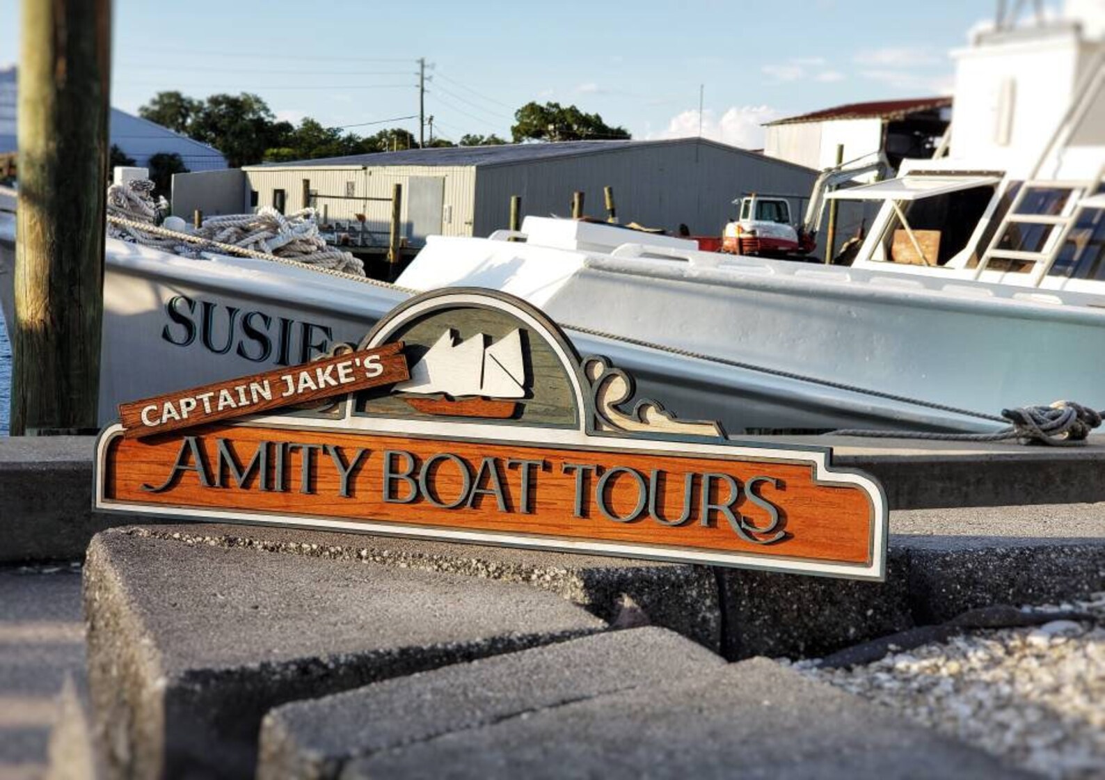 Captain Jake's Amity Boat Tours / Jaws the Ride Wood Etsy