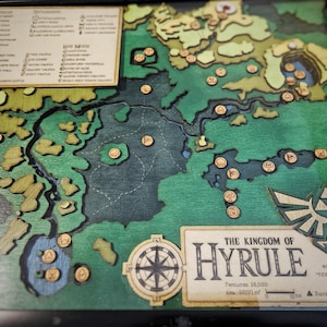 Hyrule-kaart - Legend of Zelda - Ocarina of Time - Houten 3D-kaart - Shadow Box