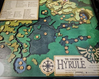 ハイラルマップ - ゼルダの伝説 - 時のオカリナ - 木製レリーフ彫刻