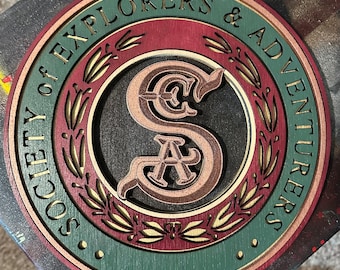 Society of Explorers and Adventurers Logo | Adventurer’s Club | Disney Parks Retro Wall Art | Handmade Wood Sign