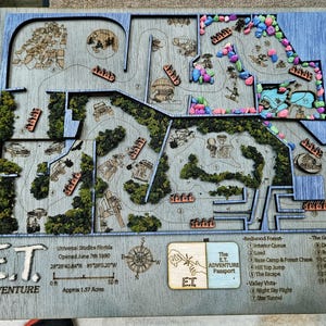 ET Adventure – Universal Studios, Florida – Kaart met attracties – Schaduwdoos