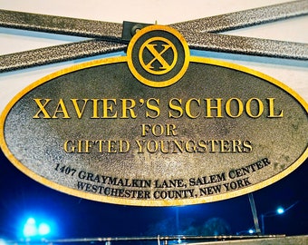Xavier School Willkommensschild - X Men - Holzschnitzerei - Wanddekoration