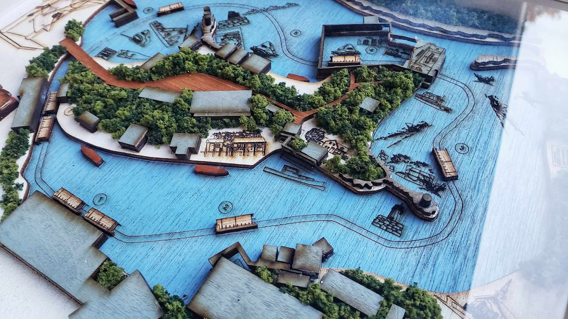 Jaws the Ride Map - Universal Studios Florida - Wood Relief Carving ...
