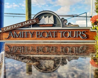 Captain Jake's Amity Boat Tours - Jaws The Ride - Universal Studios Florida - Wood Carved Sign