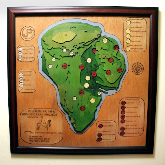 Jurassic Park - Isla Nublar - Extra Large - Wood Relief Carving