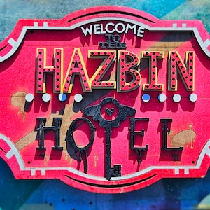 Hazbin Hotel  - Hotel Marquee - Wood Carved Sign