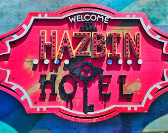 Hazbin Hotel  - Hotel Marquee - Wood Carved Sign