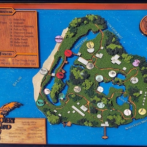 Discovery Island - Walt Disney World - Parque temático - Talla en relieve de madera - Caja de sombras