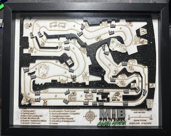 Men In Black Alien Attack Ride Map - Universal Studios Florida - Wood Relief Carving - Shadow Box