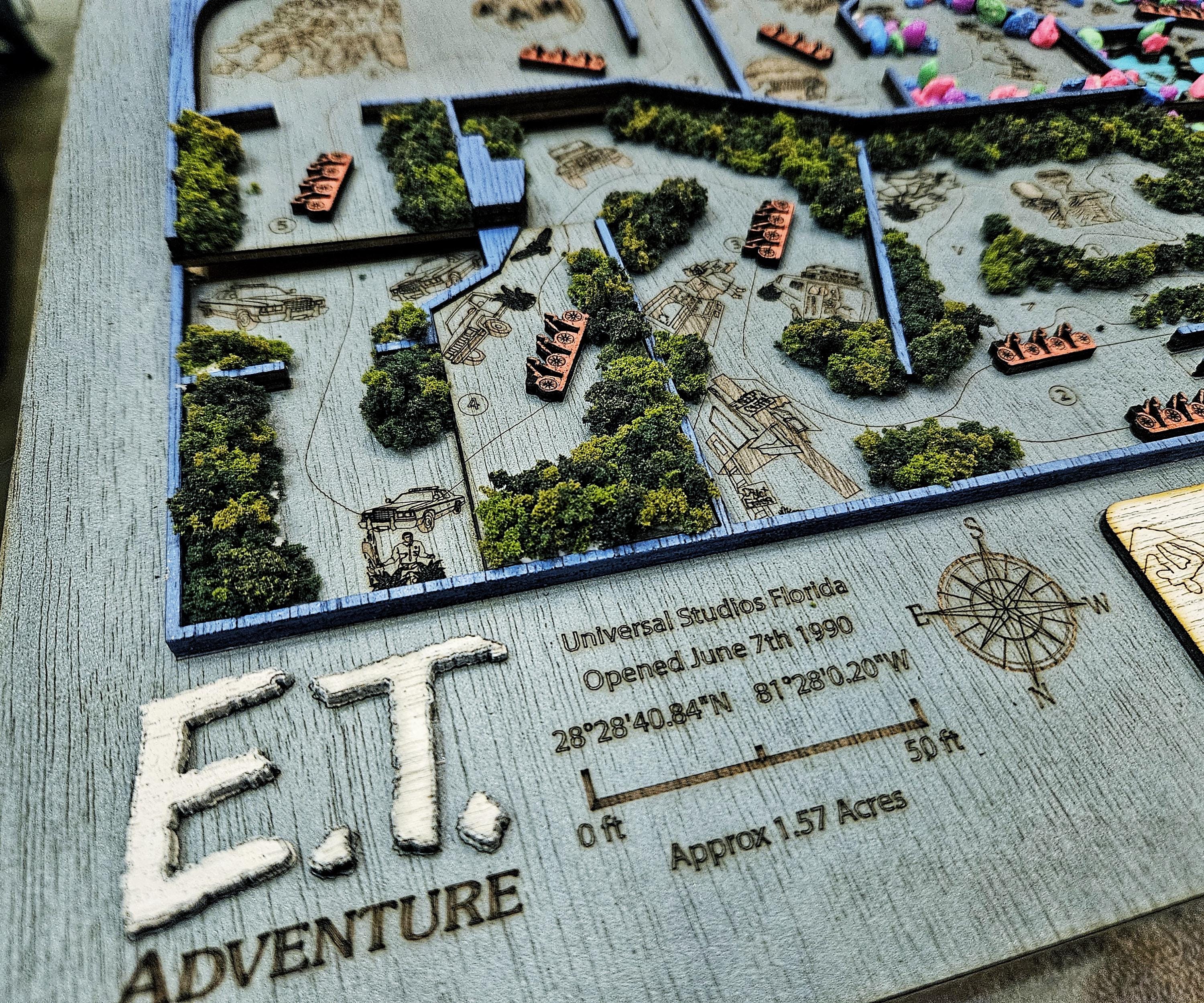Et Ride Layout E.T. Adventure Ride Map - Universal Studios Florida - Wood Relief ...