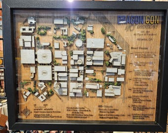 Dragon Con 40th Anniversary Atlanta Map | 3D Wood Convention Campus Map