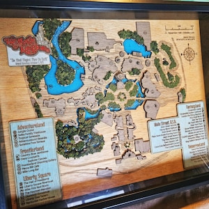 Magic Kingdom Eröffnungstag 3D Holzkarte - Disney Park Topographie - Shadowbox gerahmt Walt Disney World Tribut