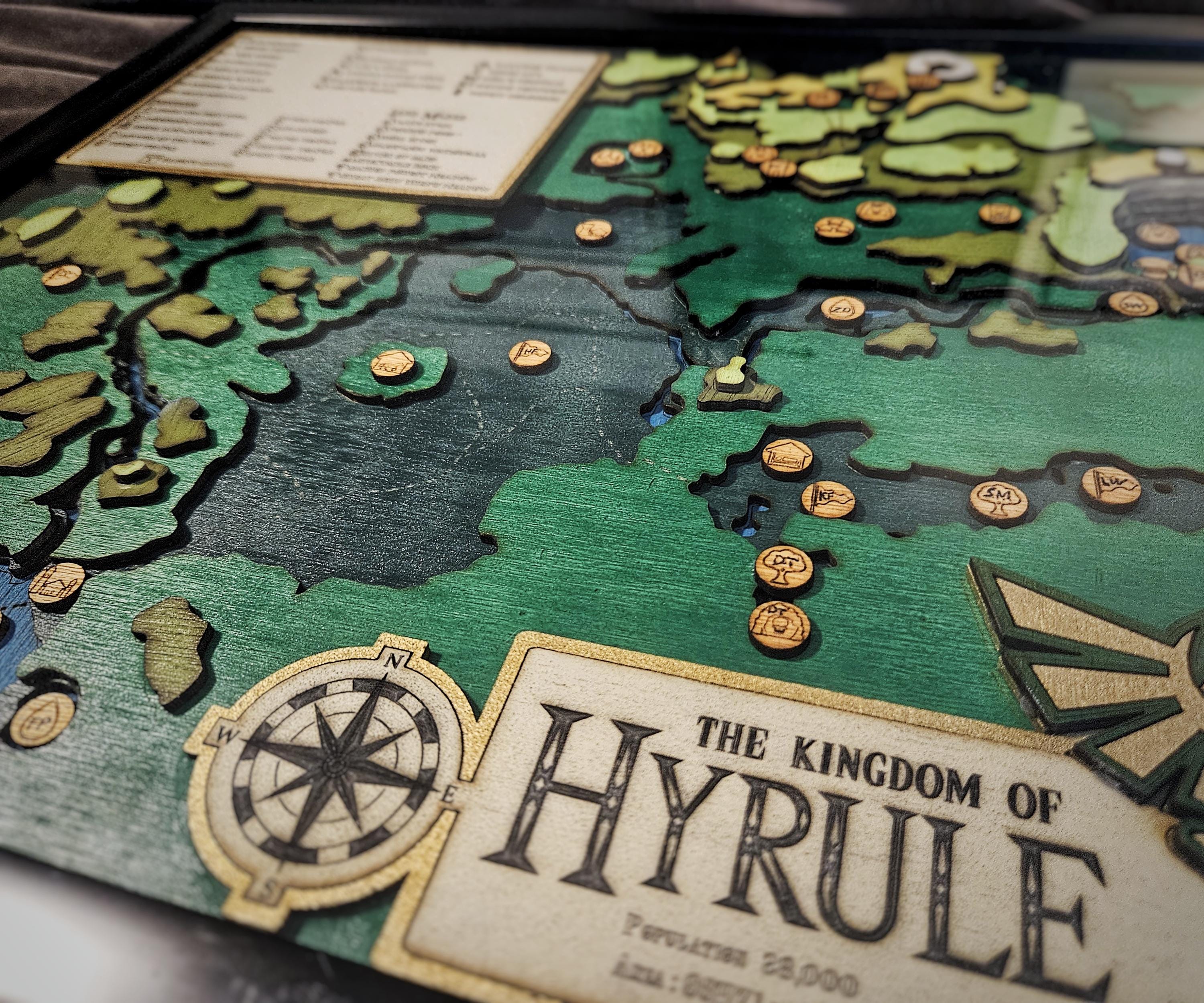 ハイラルマップ - ゼルダの伝説 - 時のオカリナ - 木製レリーフ彫刻