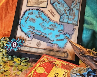 20,000 Leagues Under the Sea Ride Map, Magic Kingdom Wood Relief Carving
