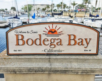Bodega Bay - The Birds - Alfred Hitchcock - Horror Movie - Wood Carved Sign
