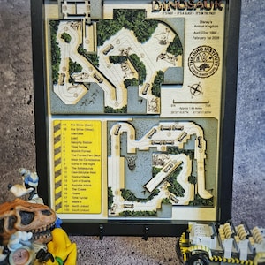 Dinosaurier Karte – Disney’s Animal Kingdom, Laser-Cut - Wandbild aus Holz