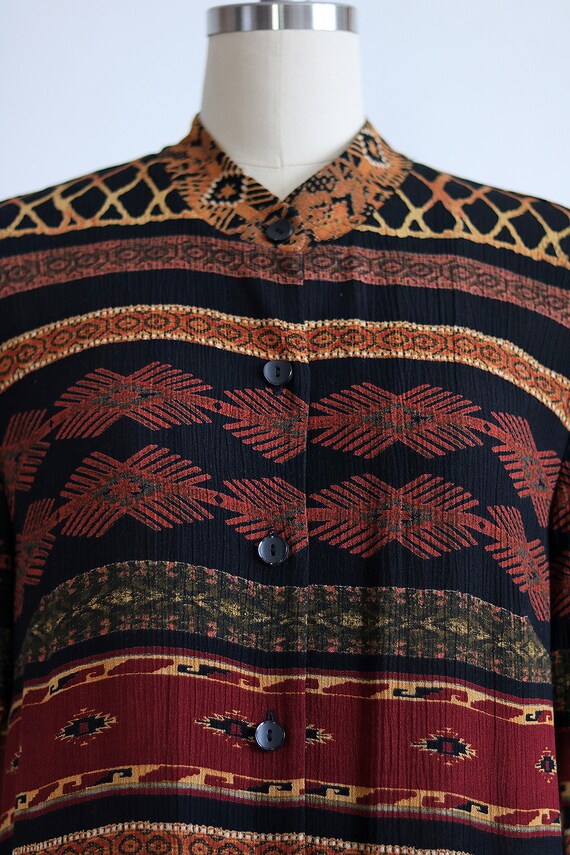 Rare Vintage Tribal Print Button Down Women's Blo… - image 5