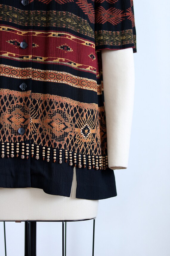 Rare Vintage Tribal Print Button Down Women's Blo… - image 6