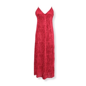 Vintage Red Animal Print Burnout Knit Velvet Slip Dress | Size S\M