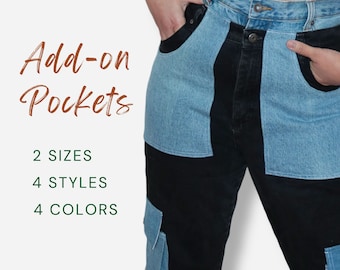 Sew On Denim Cargo Pocket, Premade Flap Patch Pocket for Adult Pants, Skirts or Jackets, Add on Cell Phone Pocket, Sewing Supplies DIY Kit
