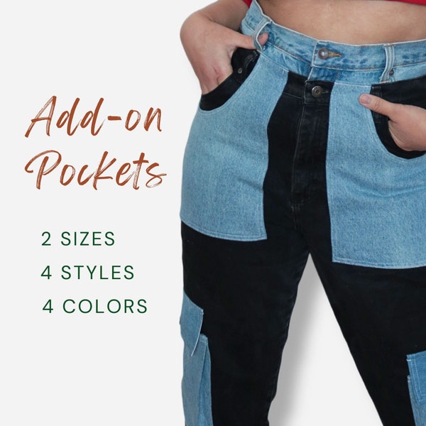 Sew On Denim Cargo Pocket, Premade Flap Patch Pocket for Adult Pants, Skirts or Jackets, Add on Cell Phone Pocket, Sewing Supplies DIY Kit