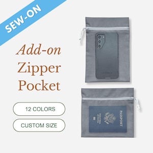 Custom Sew On Zipper Inside Pocket, Inner Pocket for Jackets & Pants, Passport Pocket, Deep Cell Phone Pocket, Sewing DIY Kit