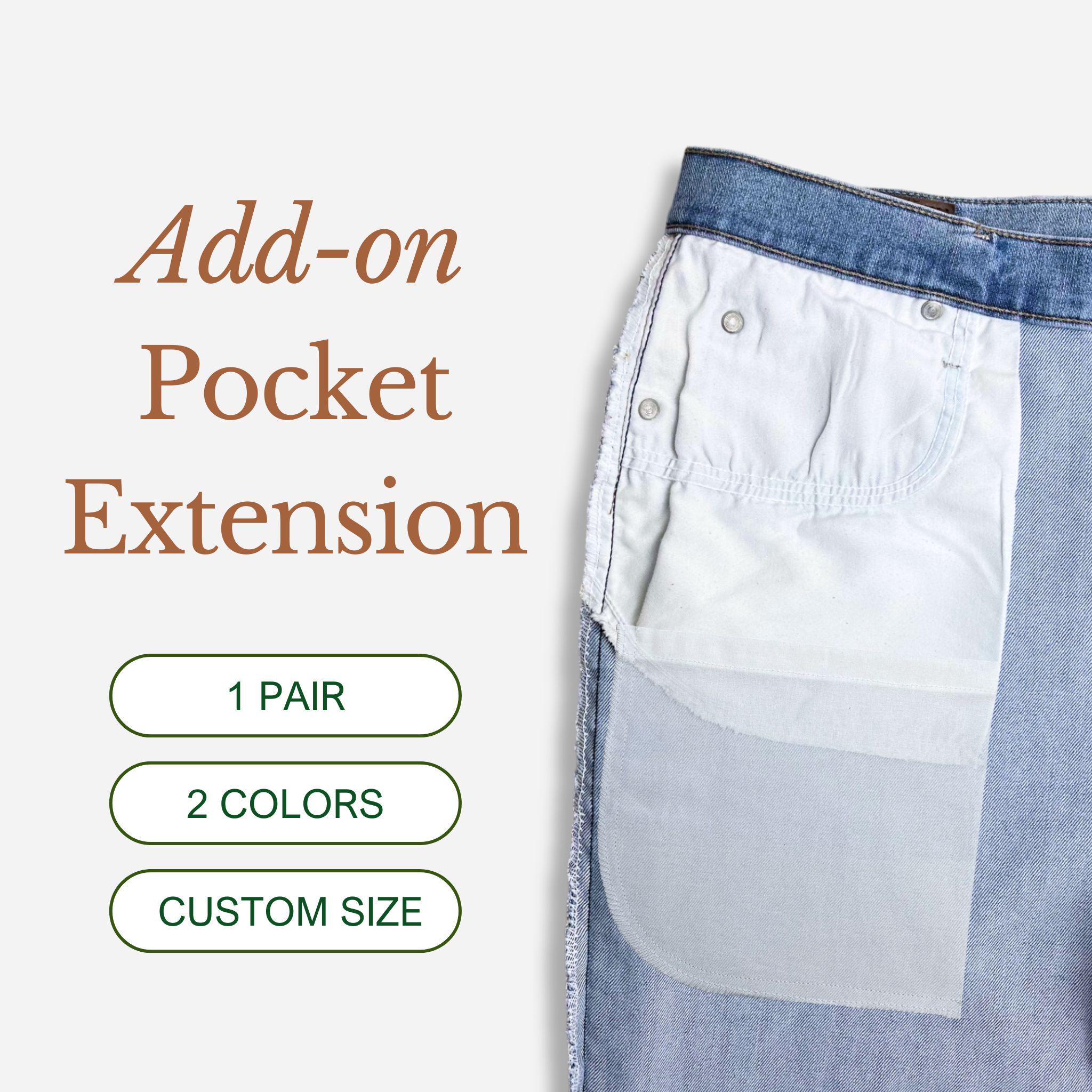 Sew On Pocket Extensions, Lengthen Pockets for Adult Jeans, Pants, Repair Pocket with Holes, Deep Cell Phone Pocket, Sewing Supplies DIY Kit
