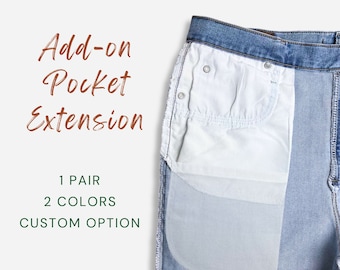 Sew On Pocket Extensions, Lengthen Pockets for Adult Jeans, Pants, Repair Pocket with Holes, Deep Cell Phone Pocket, Sewing Supplies DIY Kit
