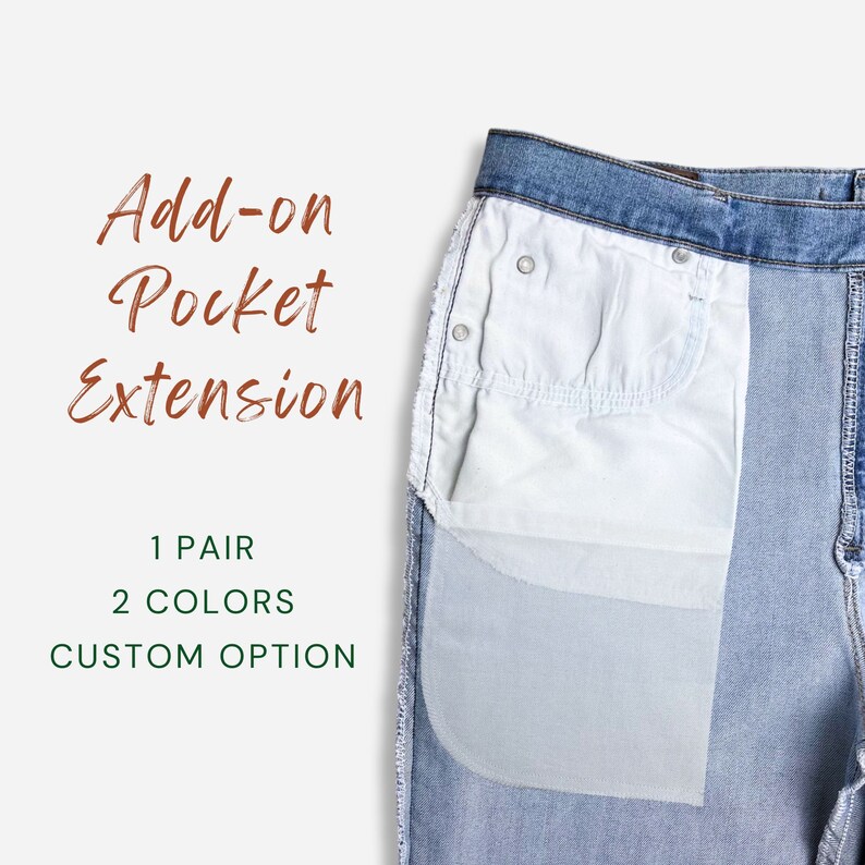 Sew on Pocket Extensions, Lengthen Pockets for Adult Jeans, Pants