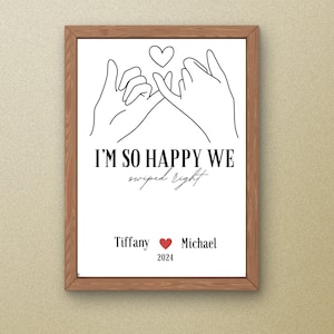 Estou tão feliz que deslizamos para a direita, impressão de nomes de casais personalizados, dia dos namorados, presente personalizado para casais, decoração personalizada para casa, download digital