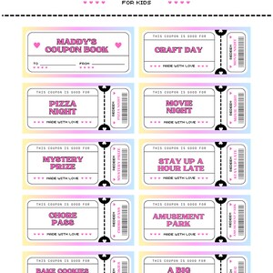 Editable Coupon Book for Kids, Printable Kids Reward Coupons Template ...