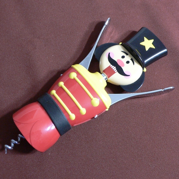 Vintage Boston Warehouse nutcracker corkscrew wine opener.Multicolour Christmas soldier unique cork screw wine lovers gift.