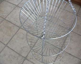 Vintage 3 tier steel wire hanging basket heavy duty kitchen fruits vegetables storage display basket. 3 tier collapsible metal wire basket.