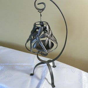Vintage Metal Dragonfly Candle Holder: Three-Legged Stand