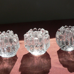Vintage Kosta Boda Kristall Votivkerzenhalter - Goran Warff Design - 3er Set