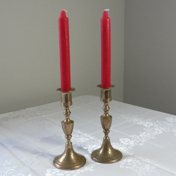 Pair of Scandinavian vintage Bronze candlesticks by Scandia Malm, Sweden.Rare rose brass solid bronze classic candle stick Holiday decor.