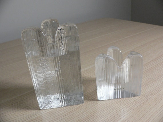 Kosta Boda Skyline Candle Holders: Swedish Art Glass Pair - Etsy