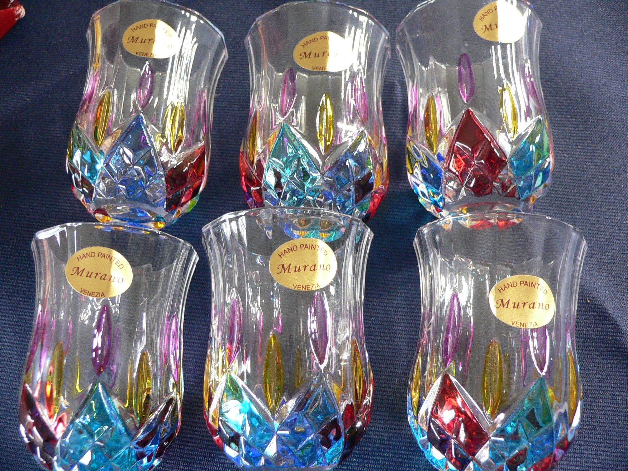 Vintage Murano Venezia hand painted shot glasses set of Etsy