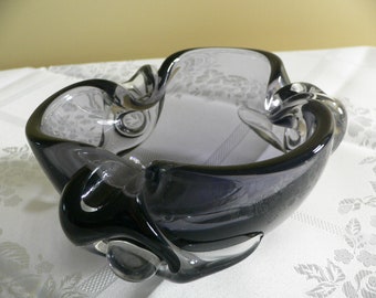 Collectible Ashtray Gift Idea Czechoslovakia Glass Ashtray Vintage Glass Ashtray Unused Thick Glass ashtray Vintage art Ashtray