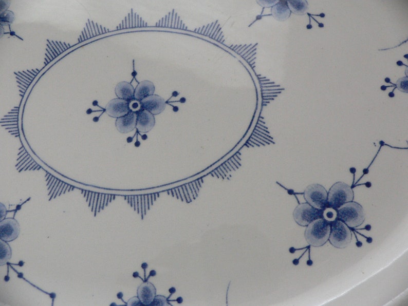Furnivals Denmark Blue large oval serving platter fluted rim white and blue ironstone from England.Denmark Furnivals Trademark England. image 7