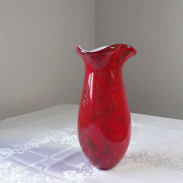 Murano Glass Vase Red and Gold Etsy